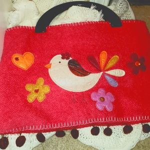 Felt Embroidered Birdie Purse